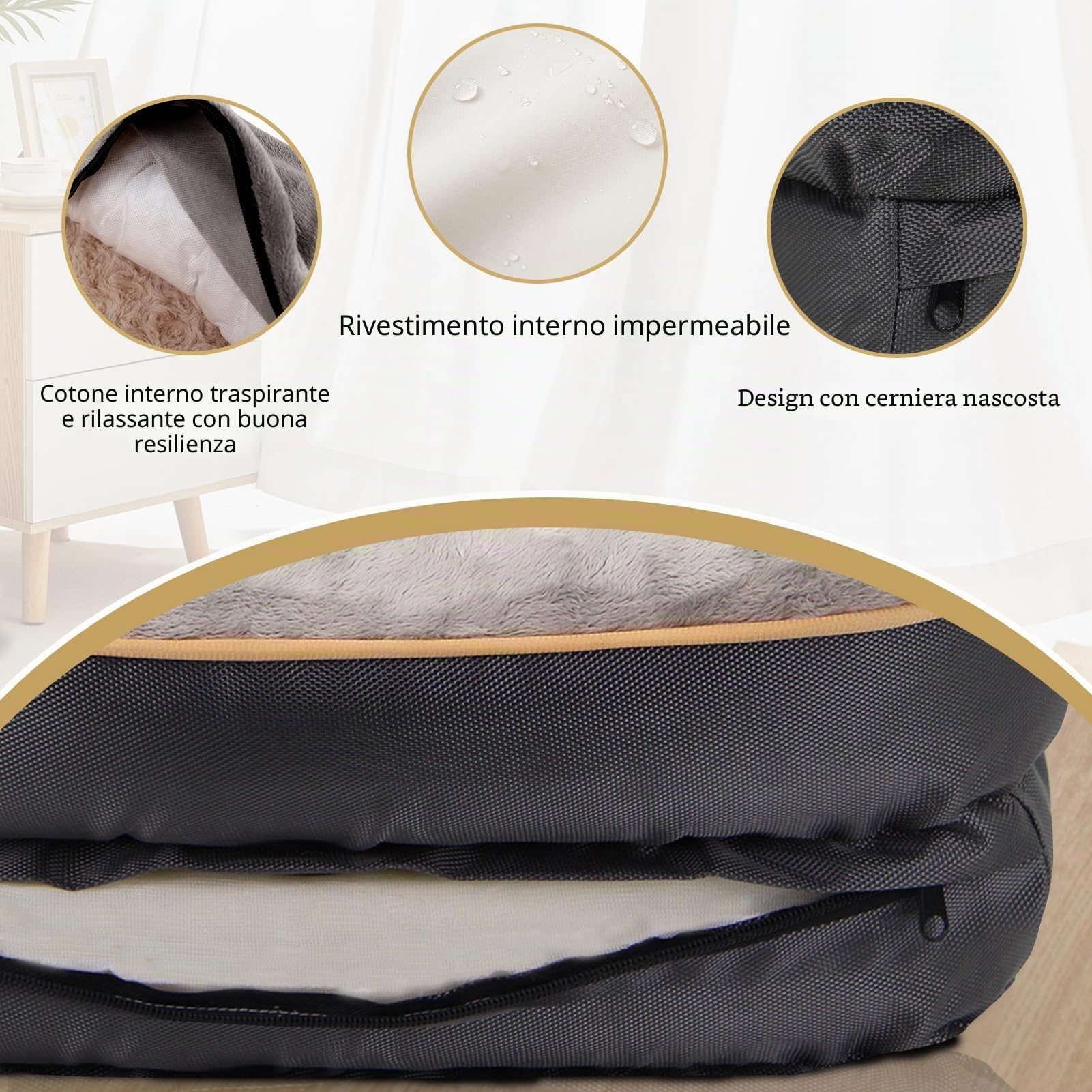 Memory Foam Cuccia Ortopedica per Cani con Copertura Rimovibile e Lavabile JOYELF