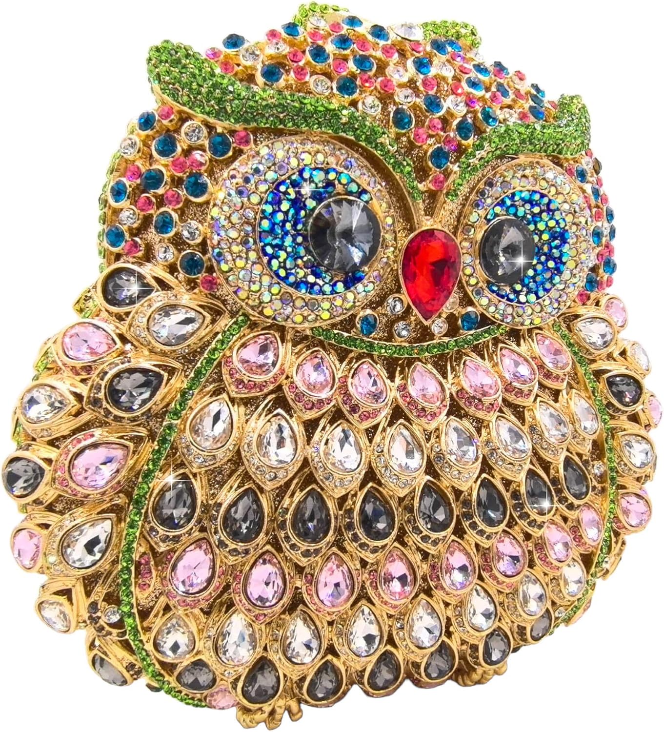 Boutique De FGG Mini Owl Party Crystal Clutch Purses for Women Dressy,Animal Evening Handbags,Prom Rhinestone Clutch Bag