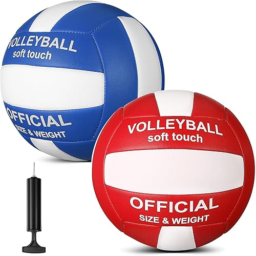 Lenwen Paquete de 2 pelotas de voleibol de tamaño oficial 5 para interiores y exteriores, impermeable, suave, voleibol, playa, arena, voleibol con