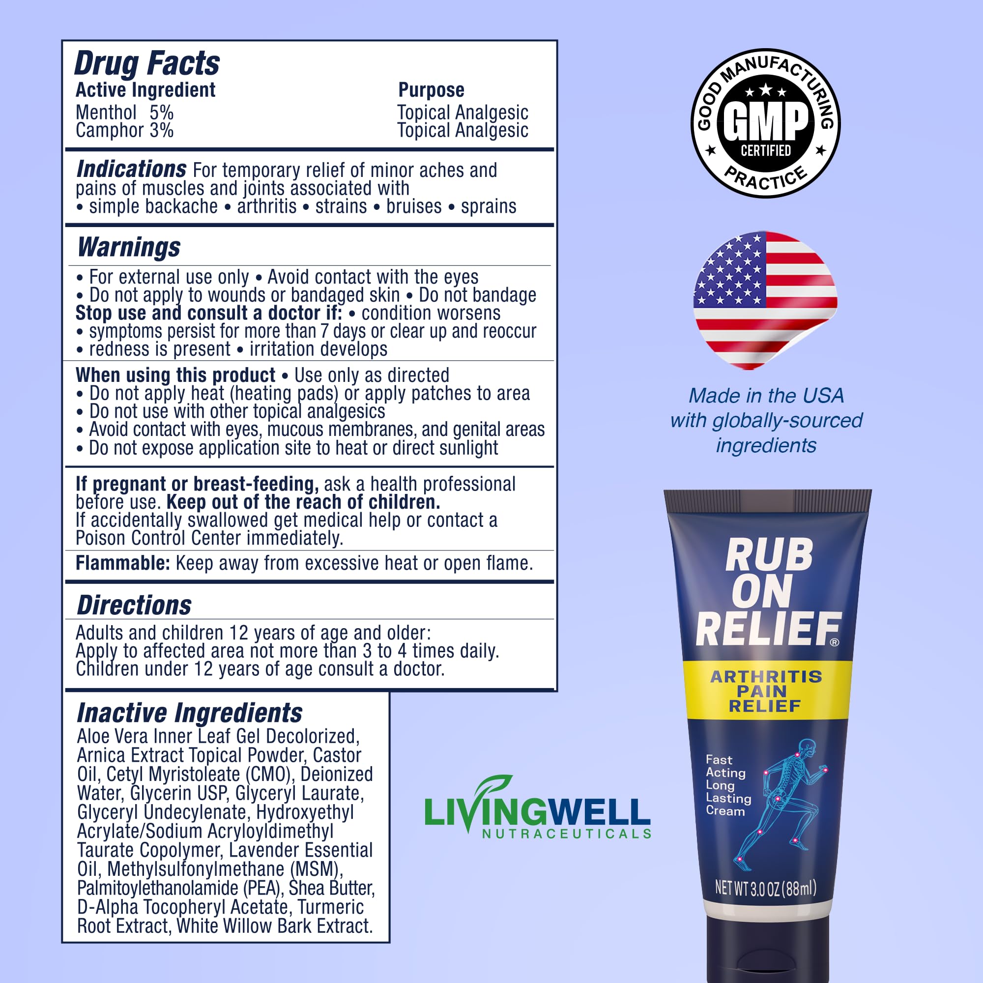 Arthritis Pain Relief Cream + Menthol, Camphor, Arnica, & MSM, 3oz (1 Pack) — Amazon image 7
