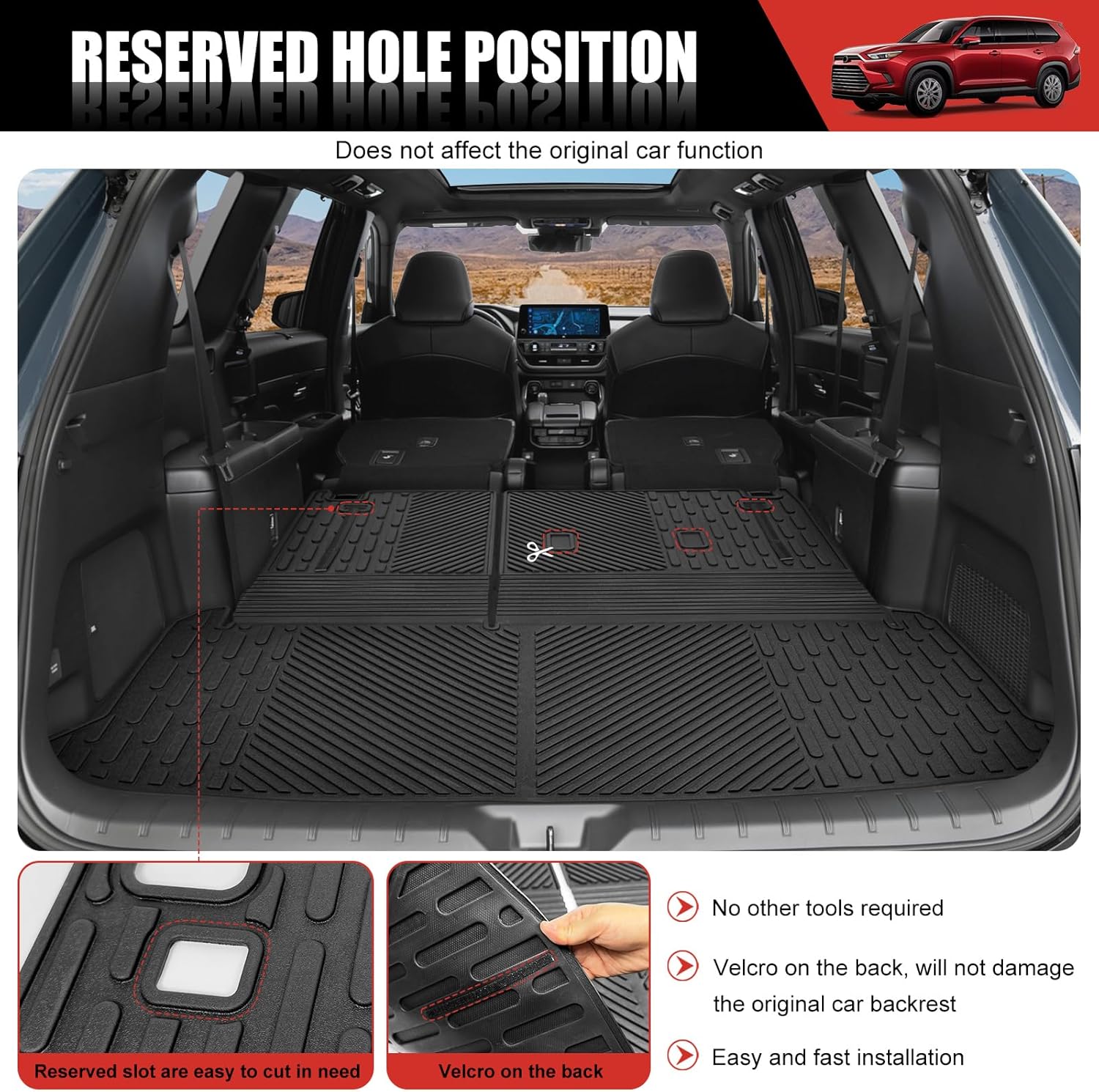 Mat Compatible with 2024-2025 Toyota Grand Highlander Cargo Liner Replacement for 2024 2025 Toyota Grand Highlander Accessories(Not fit Highlander)