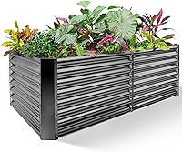LandGuard 8x4x2 Ft Galvanized Raised Garden Bed Kit - Large Rust-Resistant Metal Planter for Vegetables, Outdoor Garden Boxes (Grey)