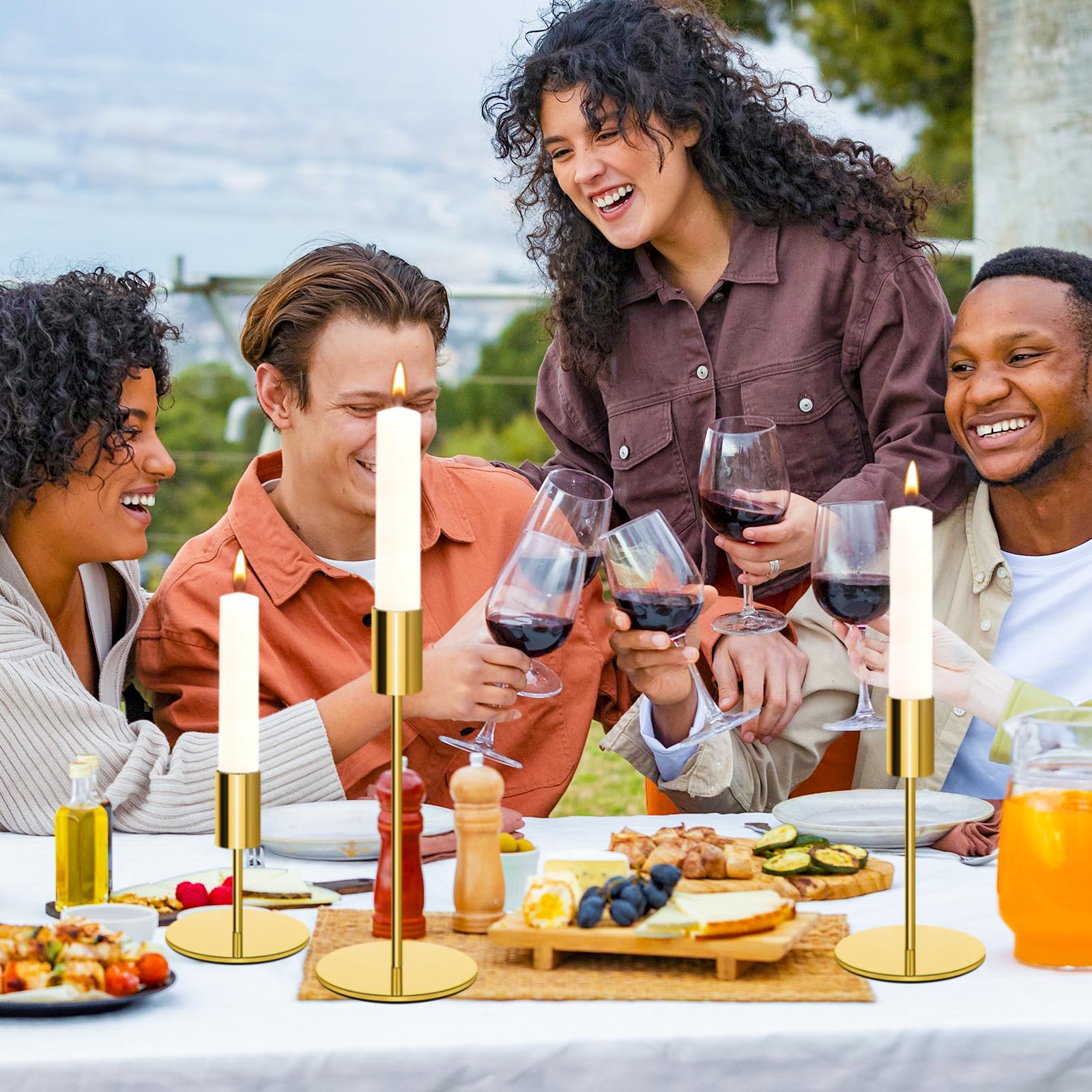 6pcs Gold Color Candlestick Holders Metal Candle Holders for Candlesticks Tall Taper Candle Holders for Home Deco, Wedding,Dinner,Christmas Party, Fits 3/4 inch Thick Candle&Led Candles (Gold)