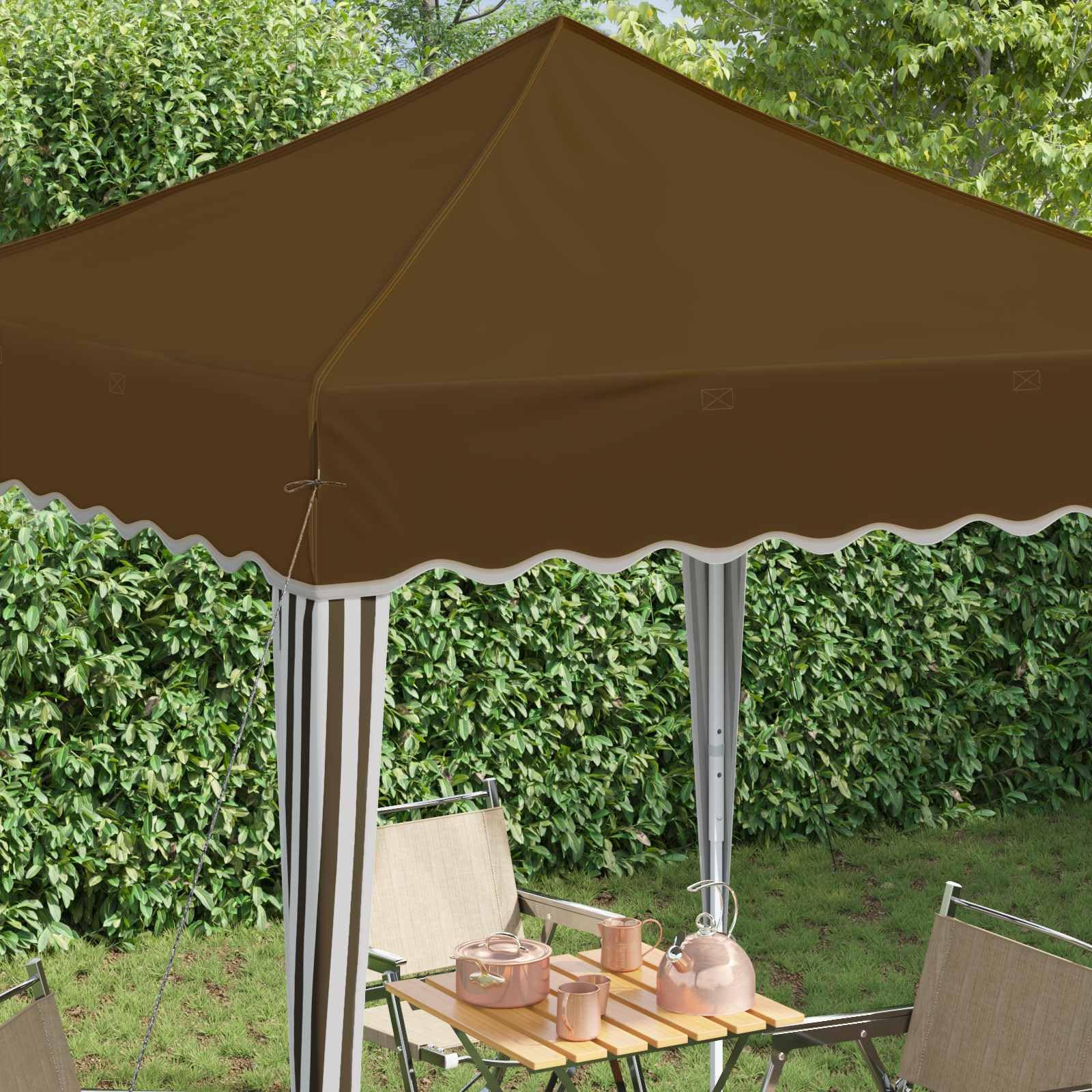 Namiot imprezowy Pop-up, 195 x 195 x 245 cm, kolor taupe, tkanina Oxford, odporny na warunki atmosferyczne, z ochroną przed promieniowaniem UV, na grillowanie, wesele, festiwal, stoisko