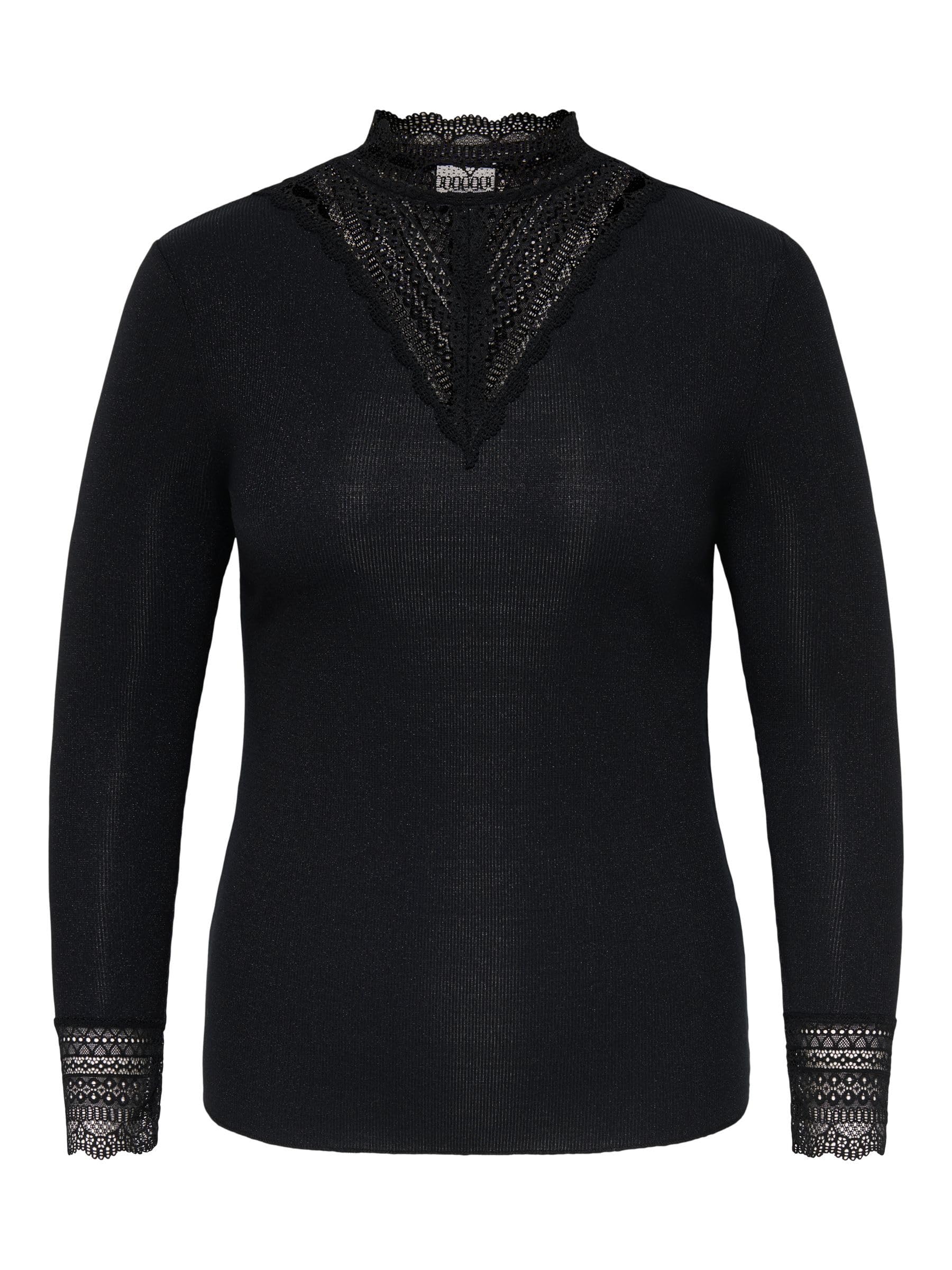 ONLY Carmakoma Damen Cartilde Glitter L/S Highneck Top Noos