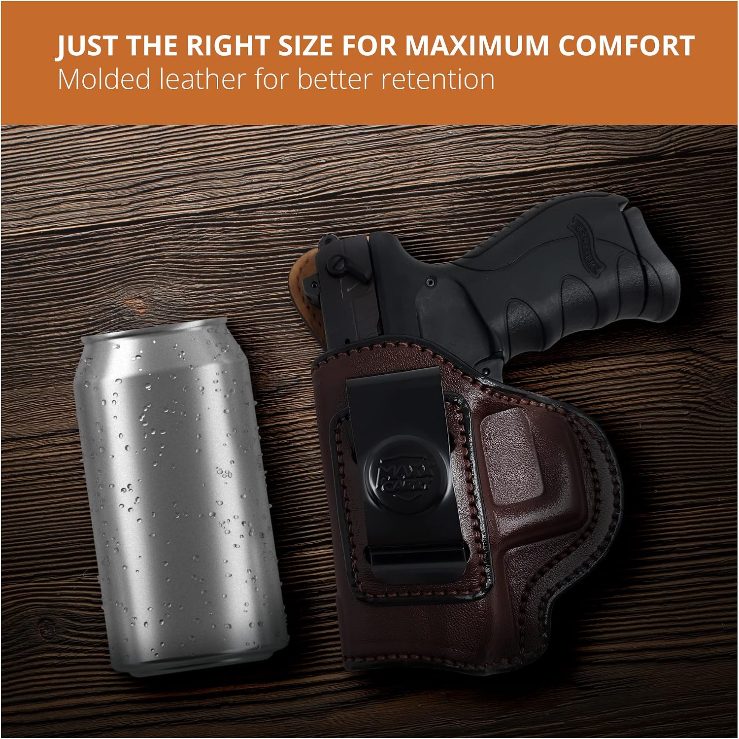 Genuine Leather Iwb Holster for Walther PK380 Pistol - Tactical Handgun Iwb Leather Holster - Comfortable Appendix Everyday Carry - Maxx Carry Holsters