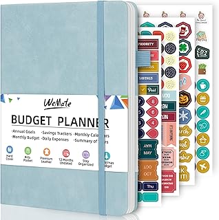 WEMATE Budget Planner 2026 - Monthly Budget Book with Expense Tracker Notebook, 12 Month Undated Bill Organizer & Financial Planner, Account Book to Take Control of Your Finances, A5 (Blue)