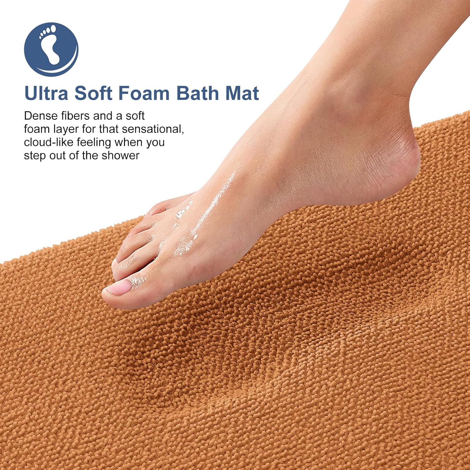 OLANLY Thick Memory Foam Small Bathroom Rugs 24x16, Extra Soft Absorbent Bathroom Mat, Quick Dry Bath Mats, Non-Slip, Machine Washable Carpet for Bathroom, Tub and Shower, Home Decor Accessories, Clay thumbnail