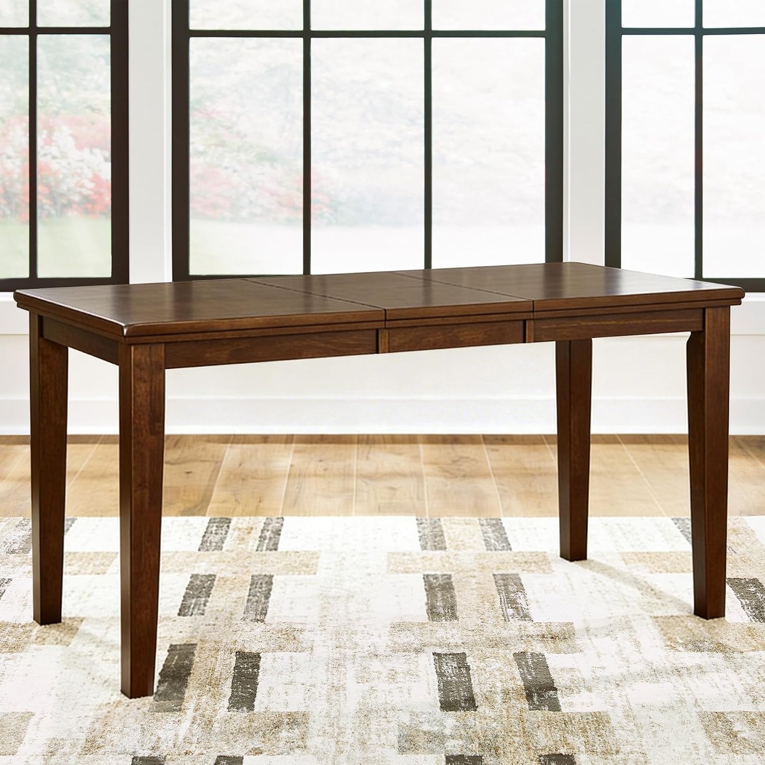 Signature Design by Ashley 1-Piece Counter Height Dining Table, 60-78 in | 18-in self-storing butterfly leaf, Hardwood solids, select acacia veneers and engineered wood, Medium brown, Ralene Series
