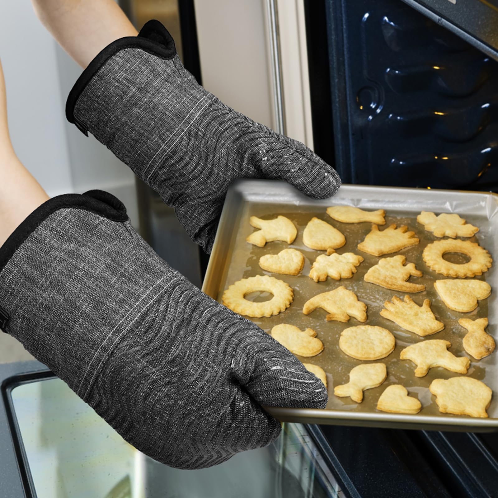 Set Di 4 Guanti E Presine Da Forno Ad Alta Temperatura - Resistente Fino A 500°C, Nero