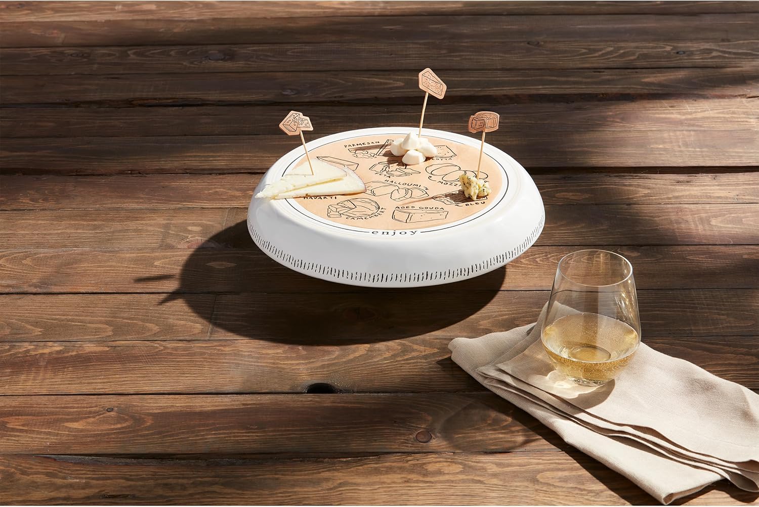 Mud Pie Reversible Server Set; dish 3" x 11" dia | server 8" dia | toothpick 2 1/2"