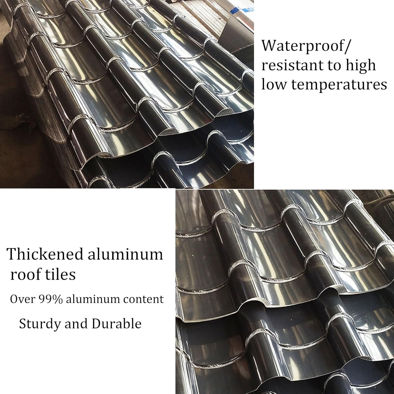 Roofing Shingles for Villas, Metal Aluminum Roofing Panels, Heavy Duty Ceiling Insulated Panels, Corrugated Roofing Tiles for House Roof Repair Decoration, Black(30pcs,76.5x50cm)