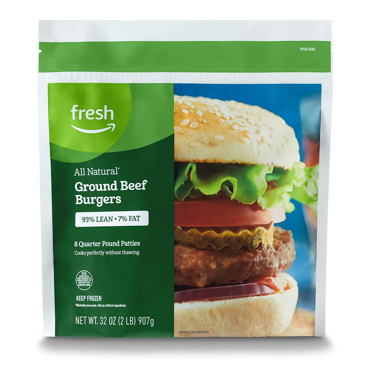 Fresh Brand Ground Beef Burgers 93 Lean/7 Fat, 2 lb (8
