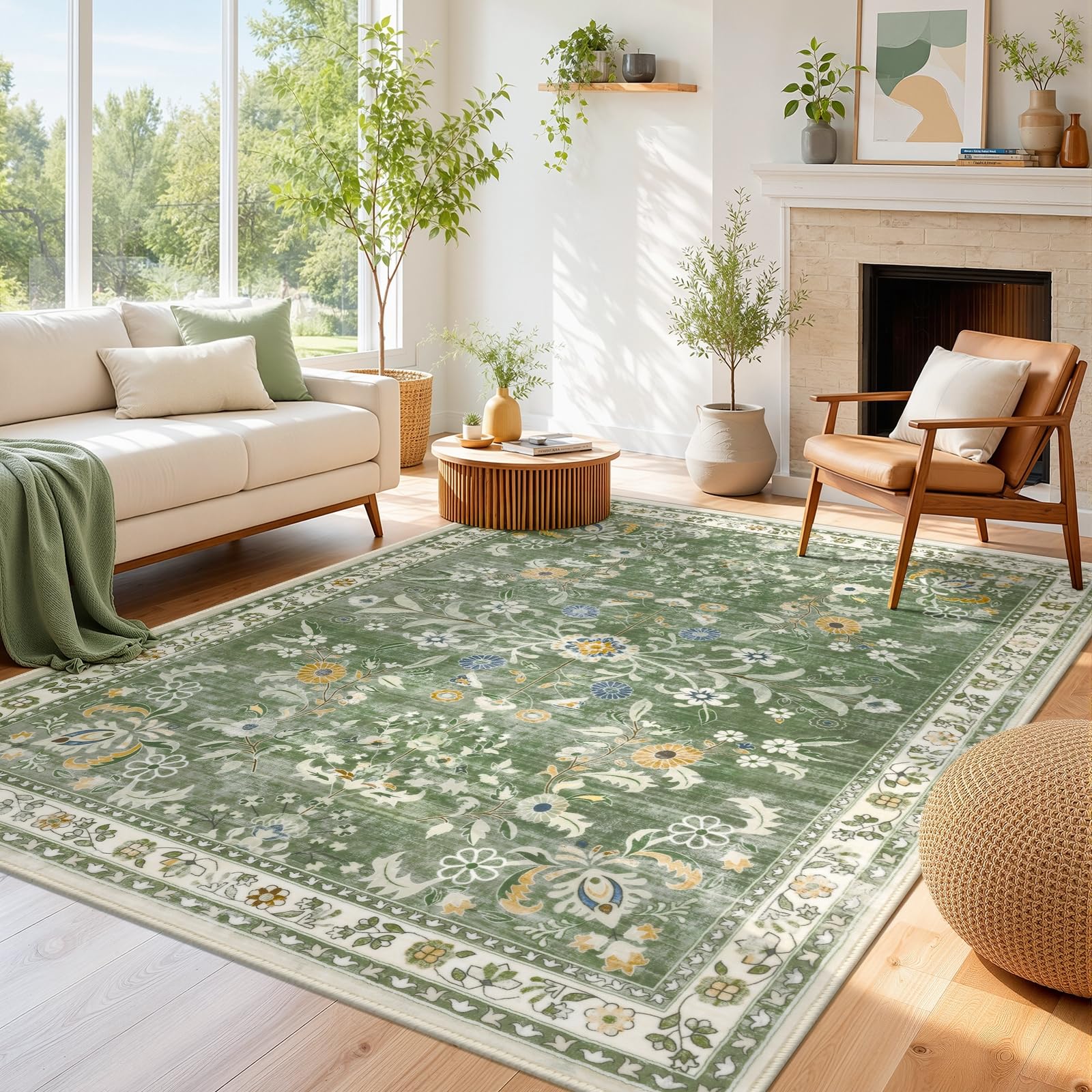 Homodeco Living Room Rug Soft Carpet for Bedroom Lounge, Green, 120x160cm — image 1