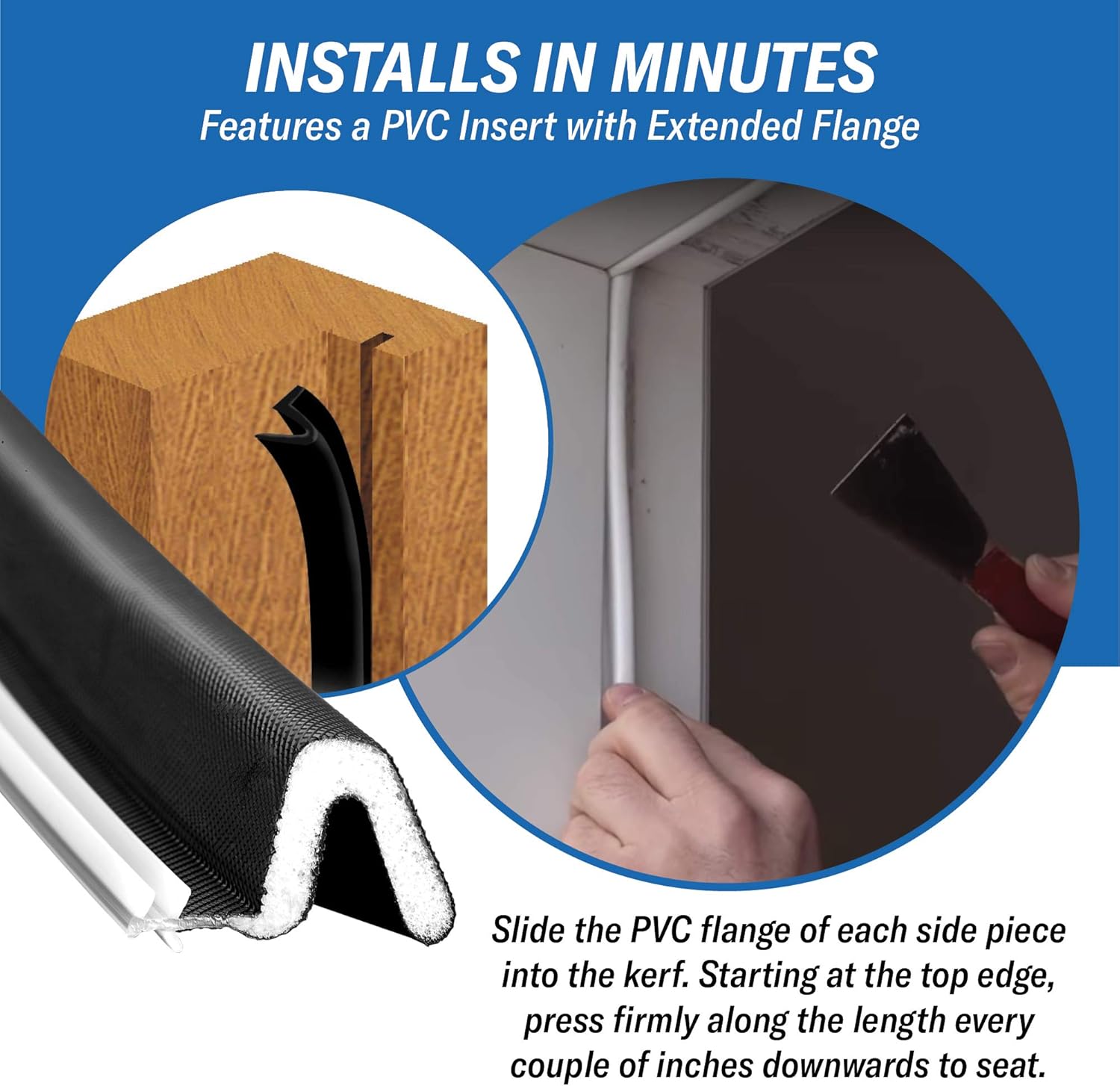 Black Weather Stripping Door Seal - Door Insulation Strips, Door Seal Strip for Door Frame Set Includes - One Header Strip of 36" and Two Jambs Strips of 84"