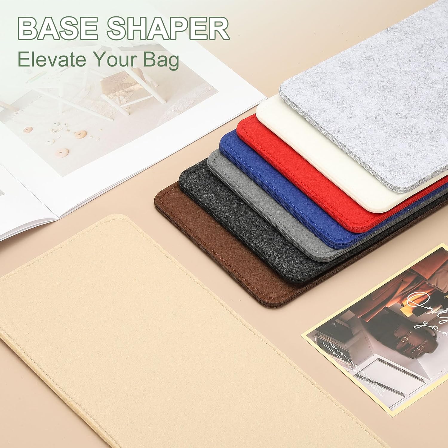Felt Base Shaper, Bag Bottom Shaper Purse Organizer Insert, Handbag Organizers Arc Corner Liner Board Insert, 11 x 6 Inch Fit for Purse Tote Bag Handbag Women (Beige) - Image 5