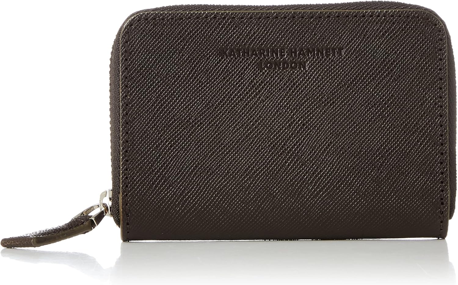KATHARINE HAMNETT LONDON(キャサリンハムネットロンドン) Premium Domestic Cow Leather Prism Embossed Round Zipper 2-Way Pass Case