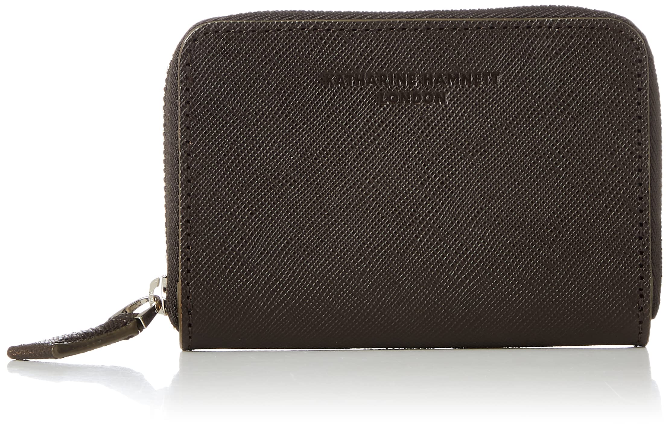 Katharine HamnettLONDON(キャサリンハムネットロンドン) Premium Domestic Cow Leather Prism Embossed Round Zipper 2-Way Pass Case
