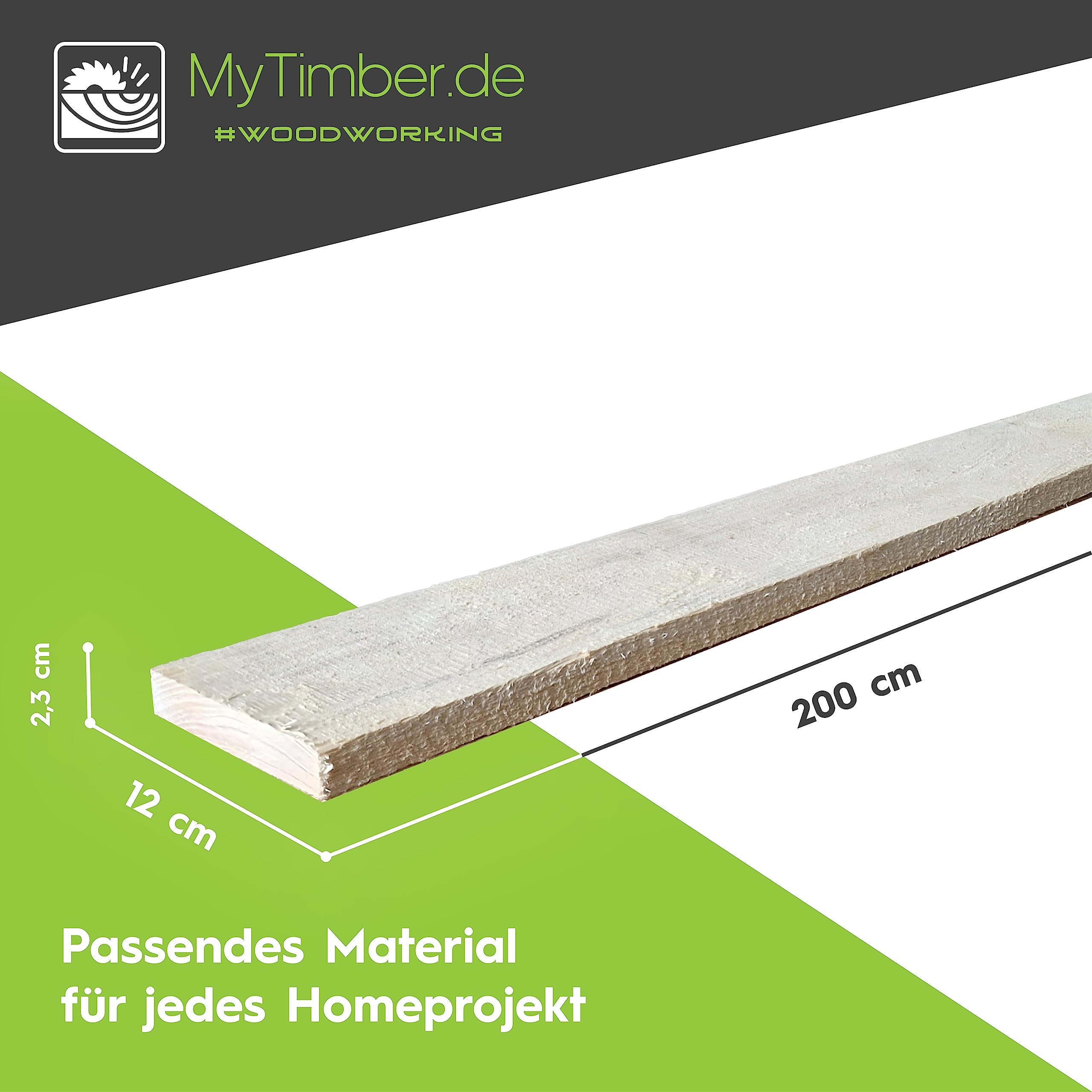 MyTimber® Holzlbretter als Bauholz Dachlatten | Holz zum selber bauen | 12 x 2,3cm| 2m lang | Auf dem Bau als Schalungsbrett | Konstruktionsholz für dein DIY-Projekt (5 Stück)