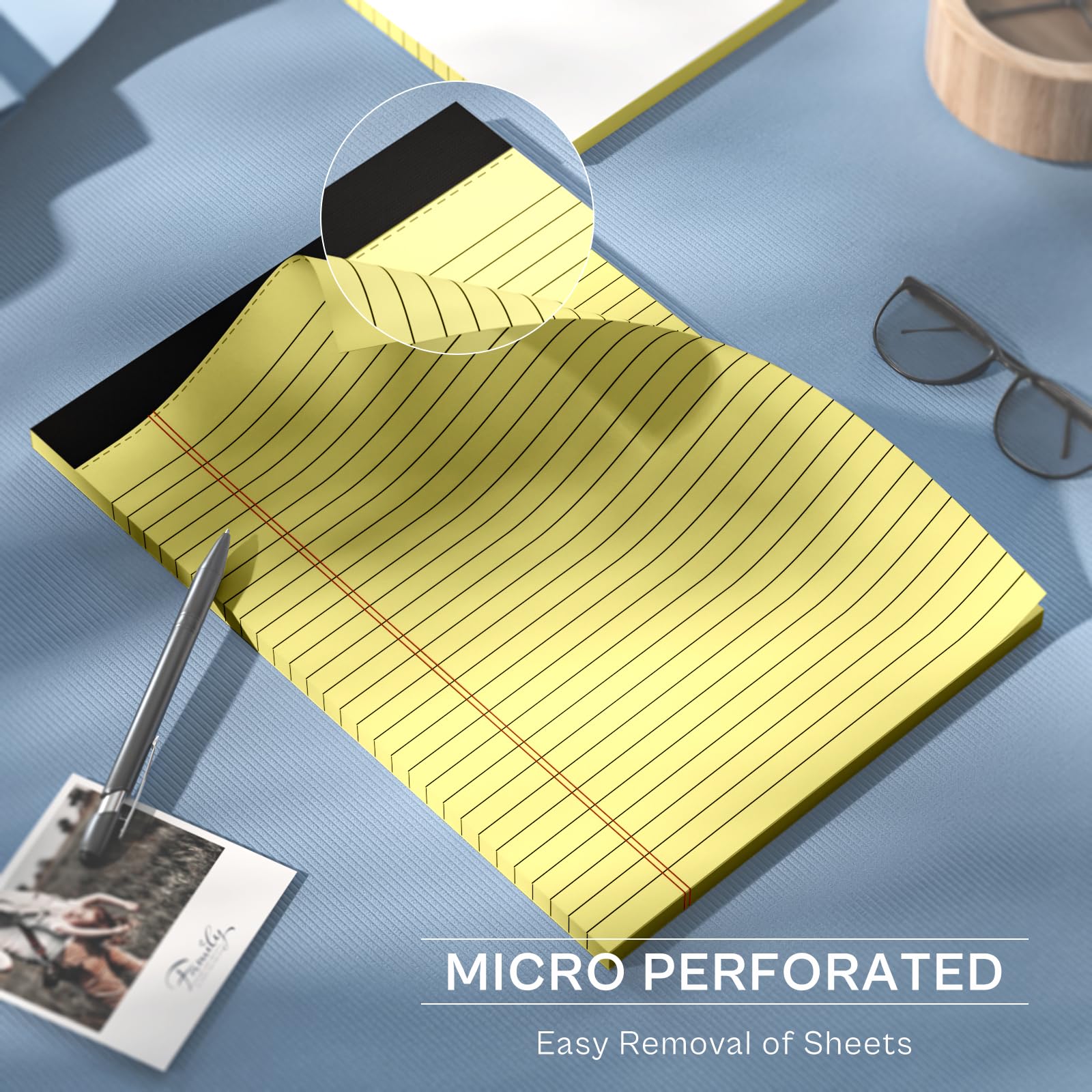 Legal Pads 8,5 x 11 - Confezione da 20 quaderni a righe larghe, 30 fogli perforati con stampa su entrambi i lati, 28 blocchi a righe formato lettera, 70 g/m², carta riciclata, a righe legali, blocco