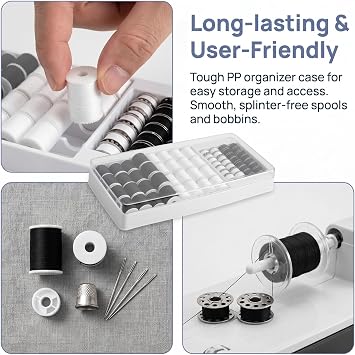 60 Rolls Sewing Thread, All Purpose Polyester Black White Thread Kit
