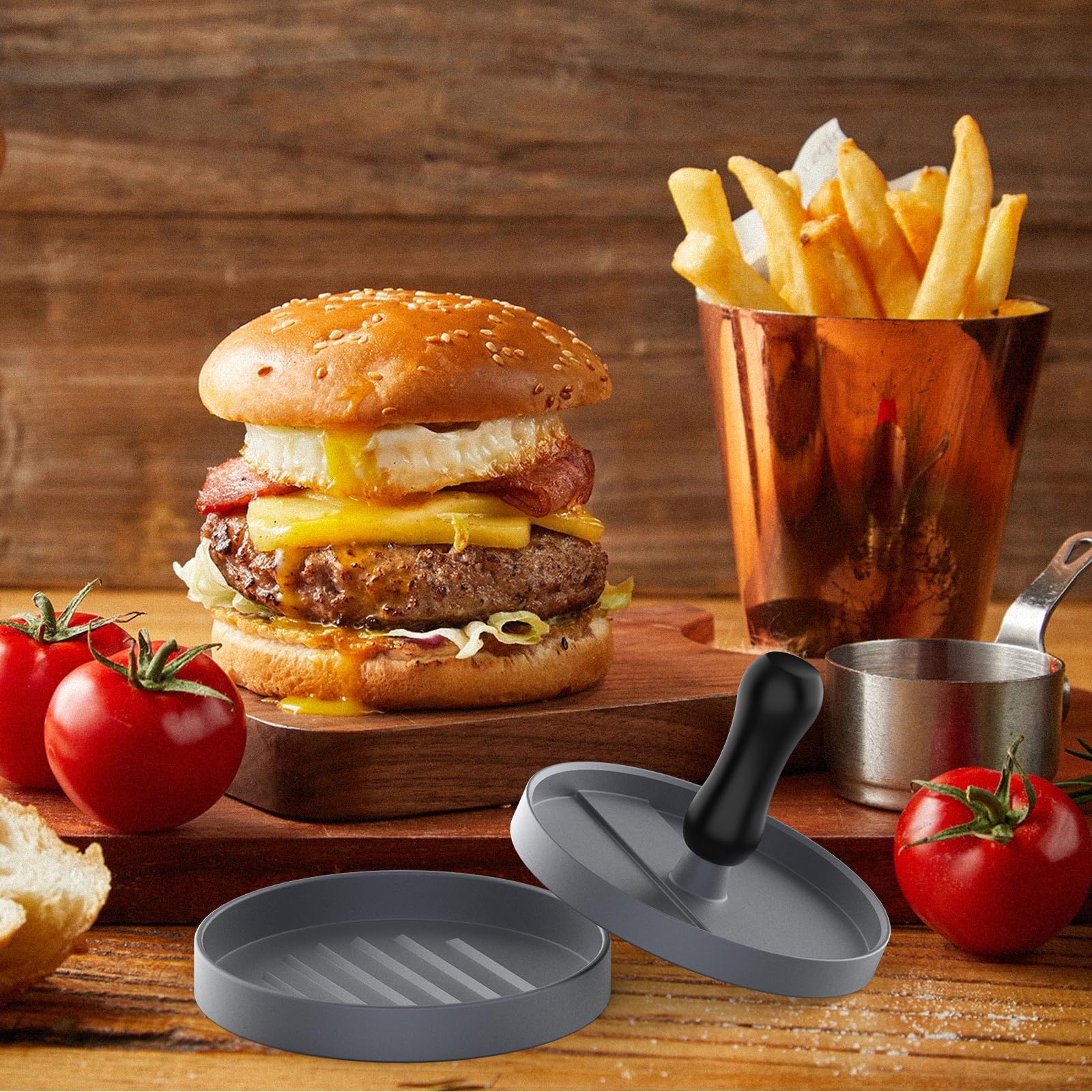 GeeRic Presse à Hamburger Antiadhésive en Aluminium avec 100 Feuilles de Papier