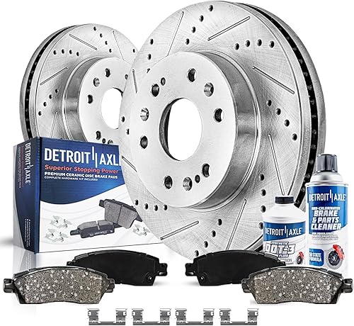 Miniatura 17 de Detroit Axle - Kit de freno delantero para 2014 2015 2016 Kia Soul Reemplazo de discos perforados y ranurados Rotores de freno de disco pastillas de