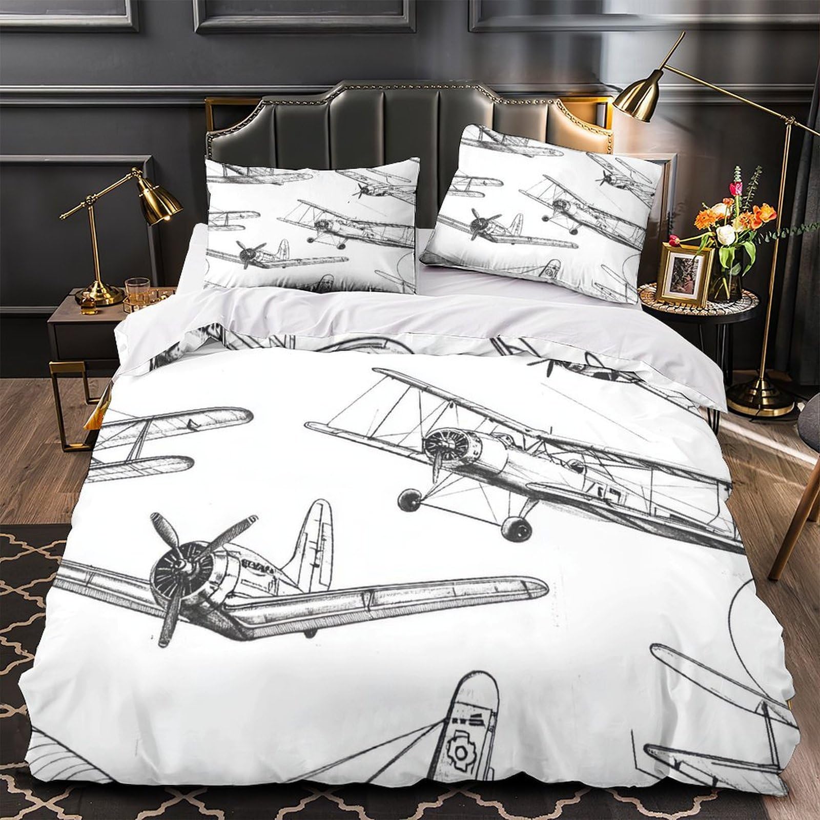 Parure de Lit Billets Dollars 260x220 Housse Couette 3D Effet