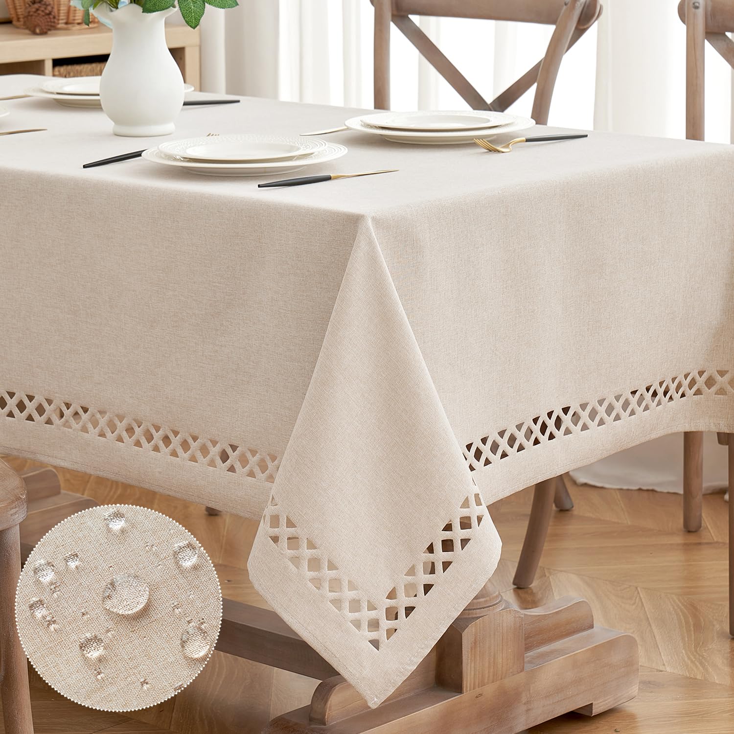 Amazon.com: MIULEE Natural Thick Polyester Rectangle Tablecloth