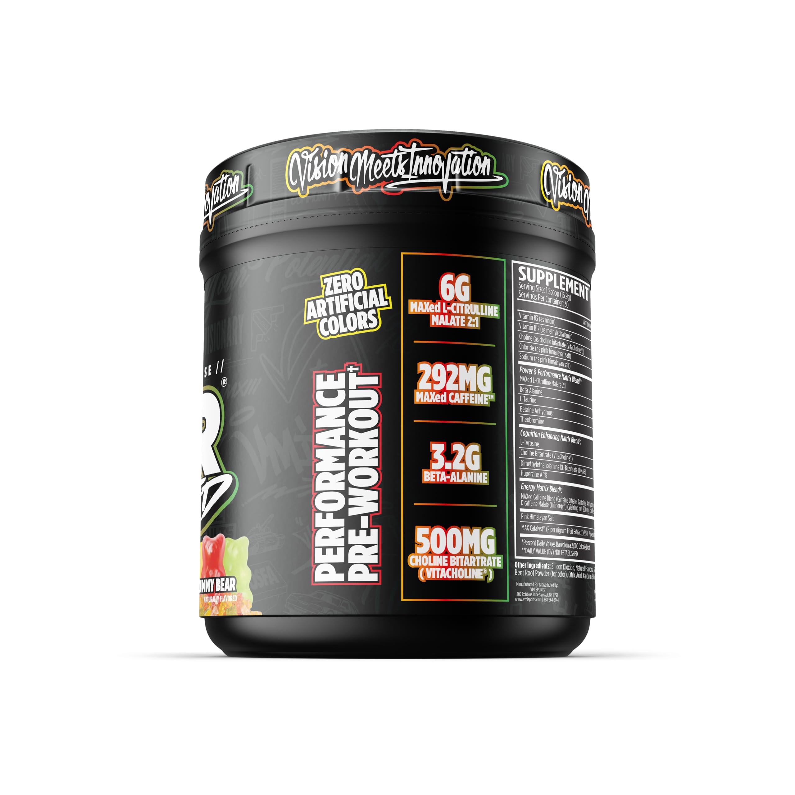 VMI Sports K-XR Poudre essentielle de pré-entraînement | Énergie – Concentration – Puissance et pompes | Formule d'absorption maximale | Excellent goût pour homme et femme | Saveur d'ours en gélatine