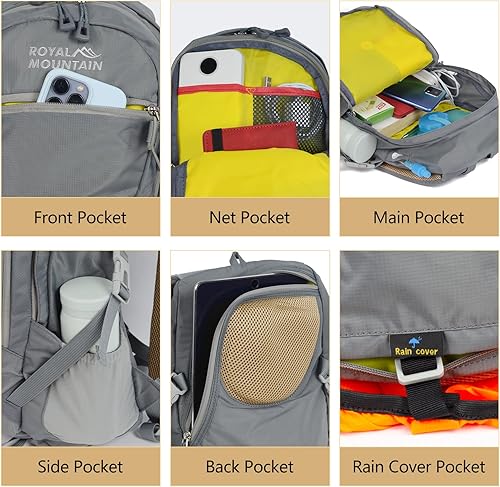 Miniatura 5 de Mochila de senderismo Mochila de viaje plegable, Gris-01, 30 L, Moderno