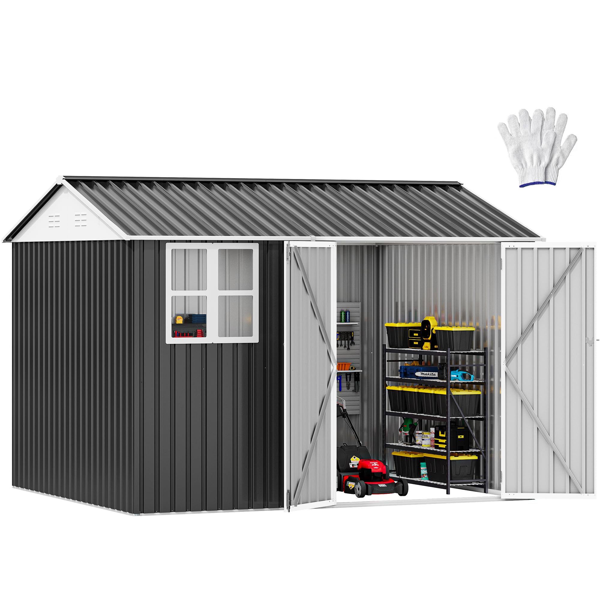 Amazon.com : DWVO 10x8ft Large Tool Storage Shed with Window