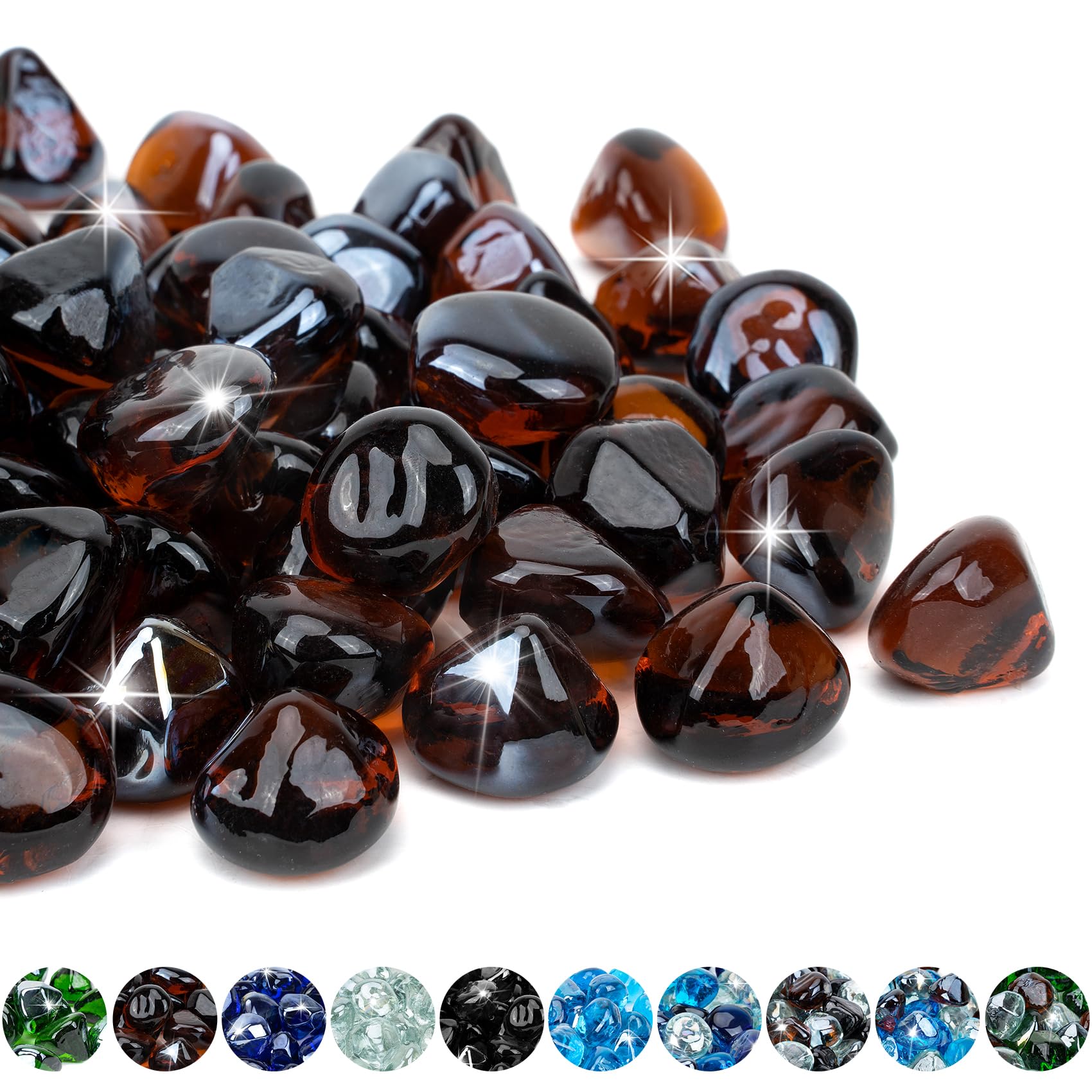 Mr. Fireglass 10 Pounds Fire Glass Diamonds for Fireplace Fire Pit & Lanscaping