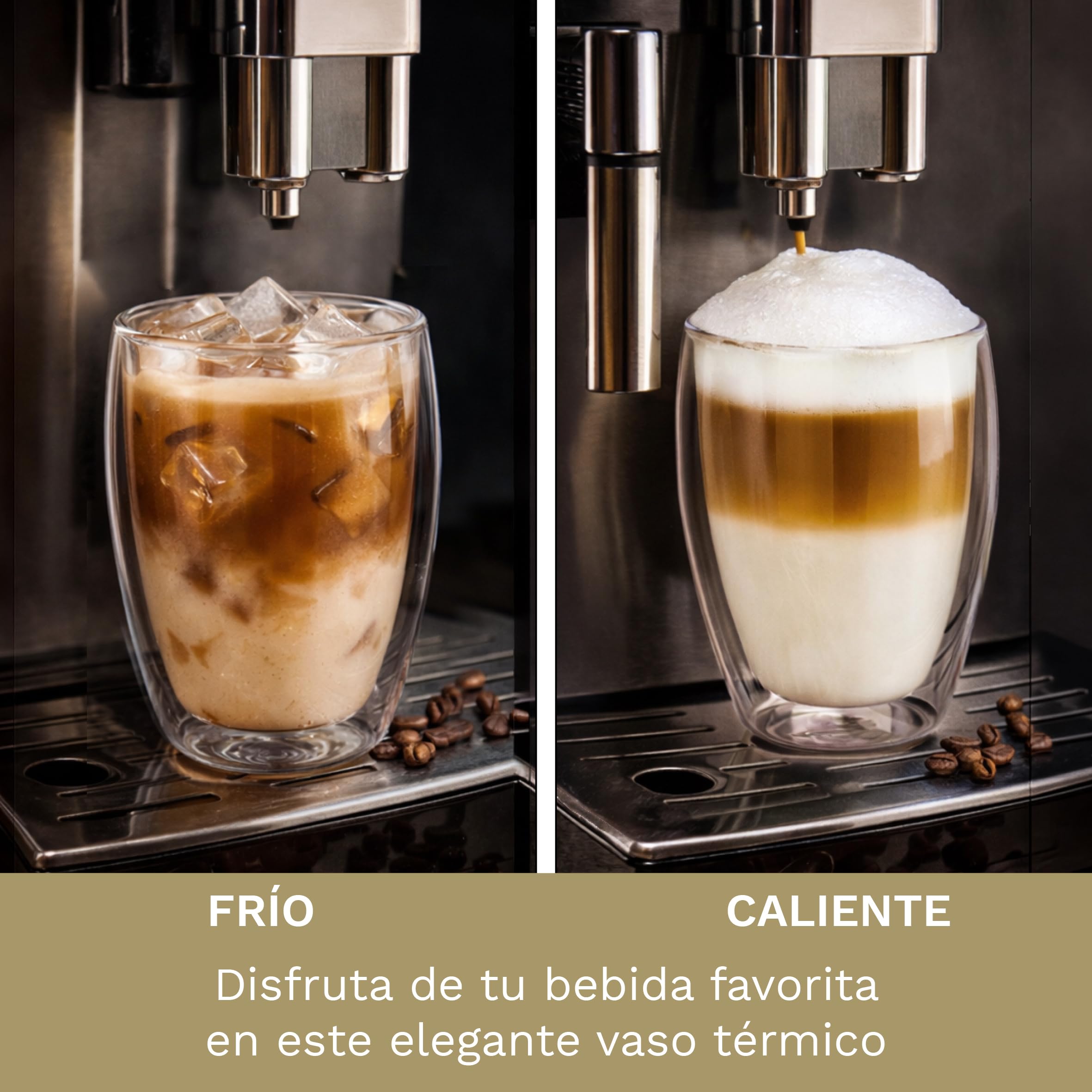 Creano Vasos de Doble Pared XXL „Modelo Estilizado“ de Vidrio de Borosilicato Aislantes para Café y Té 400ml – Juego de 6 Vasos