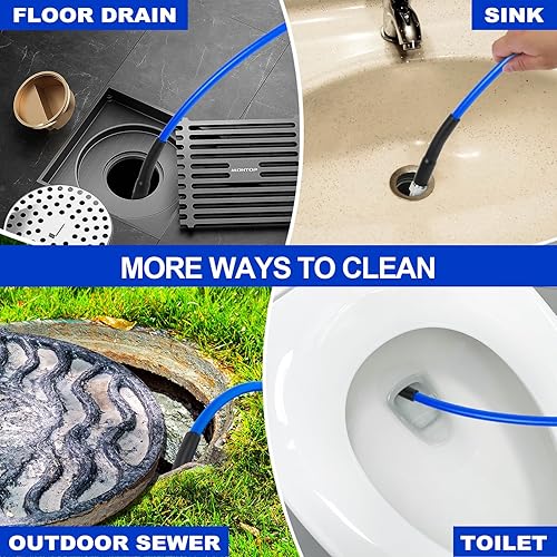 Miniatura 4 de Kit de chorro de alcantarillado de 100 pies para lavadora a presión, kit de chorro de drenaje de 5800 PSI, limpiador de drenaje de chorro de agua