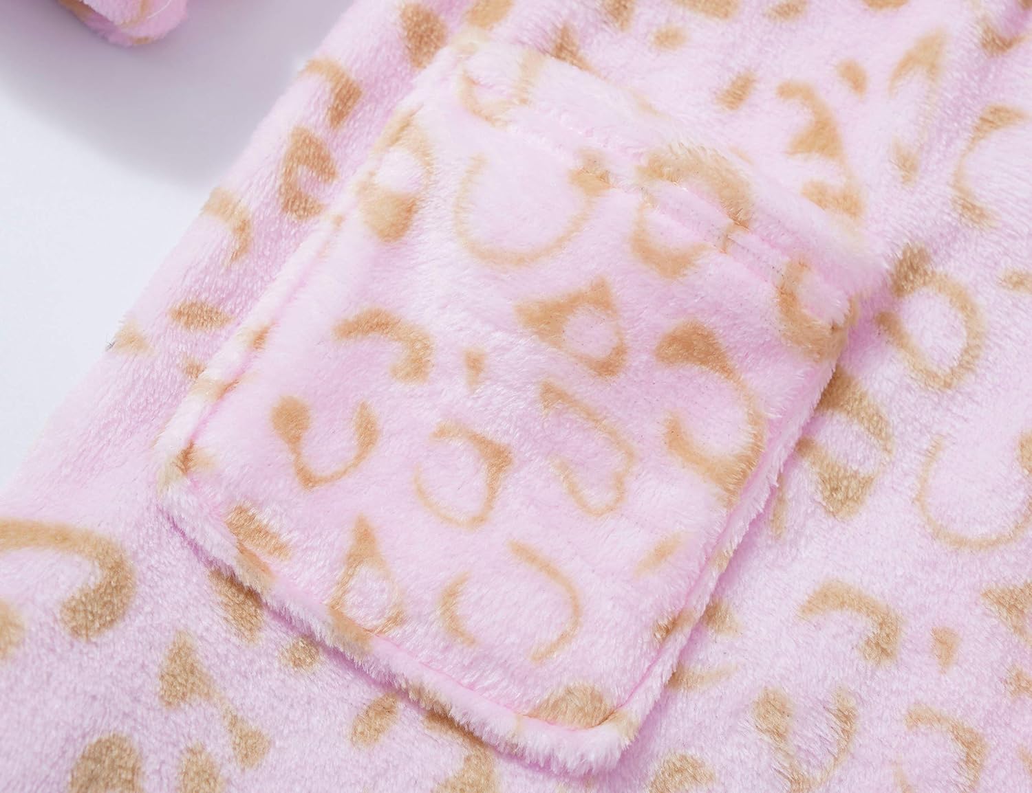 Topgal Leopard Cat Robe for Girls Fleece Toddler Kids Teen Hooded Bathrobe Size 4T-18 - Image 6