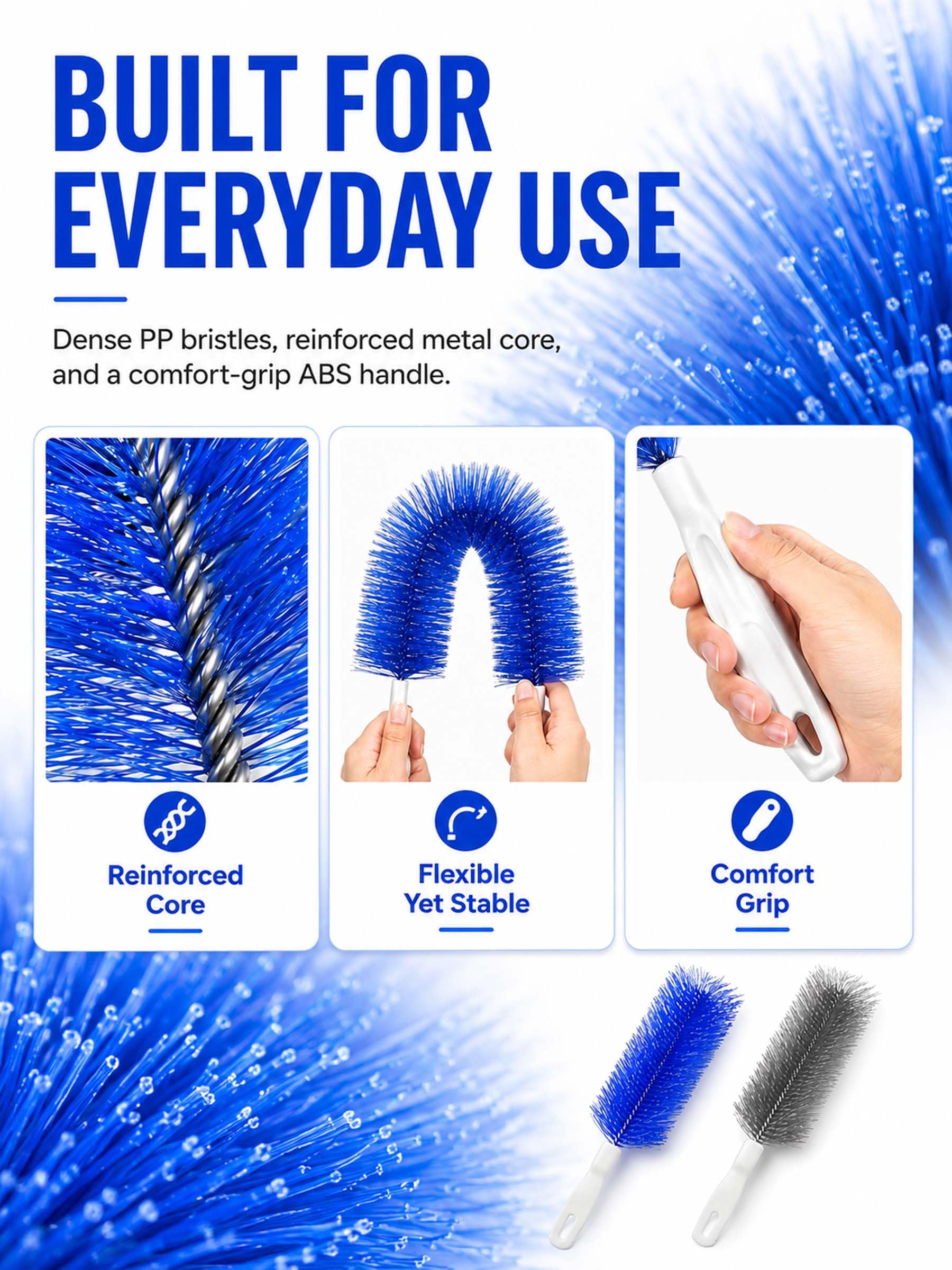Cepillo de microfibra flexible, limpiador flexible mejorado 2026 para persianas eléctricas, ventilador lavable y ventilación de aire, herramienta eficiente de eliminación de polvo para el hogar y el