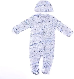 بدلة عصرية للطفل البيبي مع ايس كاب, أبيض/أزرق, 6-9 Months