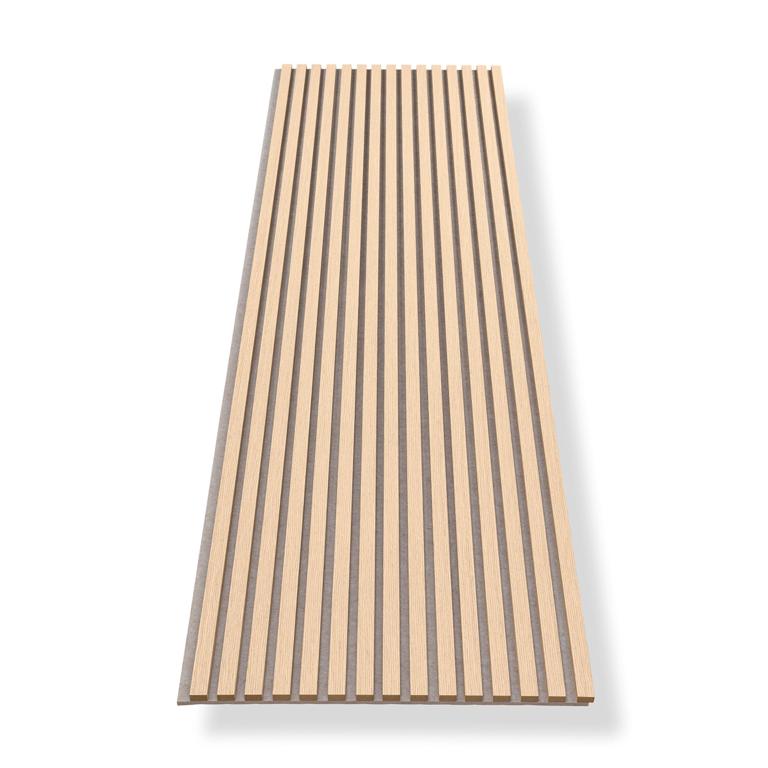 HAGEFOL Panneaux acoustiques en bois - 240 x 60 cm - Couleur : chêne, feutre : beige - Panneaux muraux en bois - Paroi à lamelles 3D en placage de bois sur feutre acoustique - 2400 x 600 mm