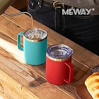 Vista 166 de MEWAY 12oz Coffee Mug With Handle 8 Pack Bulk,Stainless Steel Insulated Travel Tumblers With Sliding Lid,Double Wall Vacuum Camping Cup for Hot &
