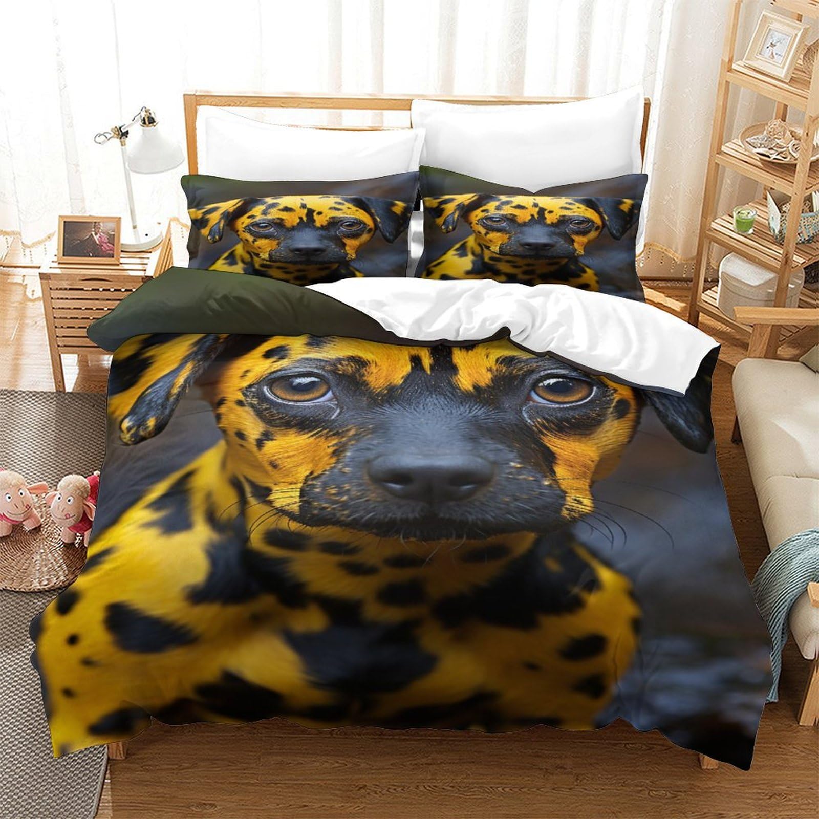 P1S9U7W5Y 3D Printed Animal Design Duvet Cover Set 3pcs Microfiber Dog Bedding Set King