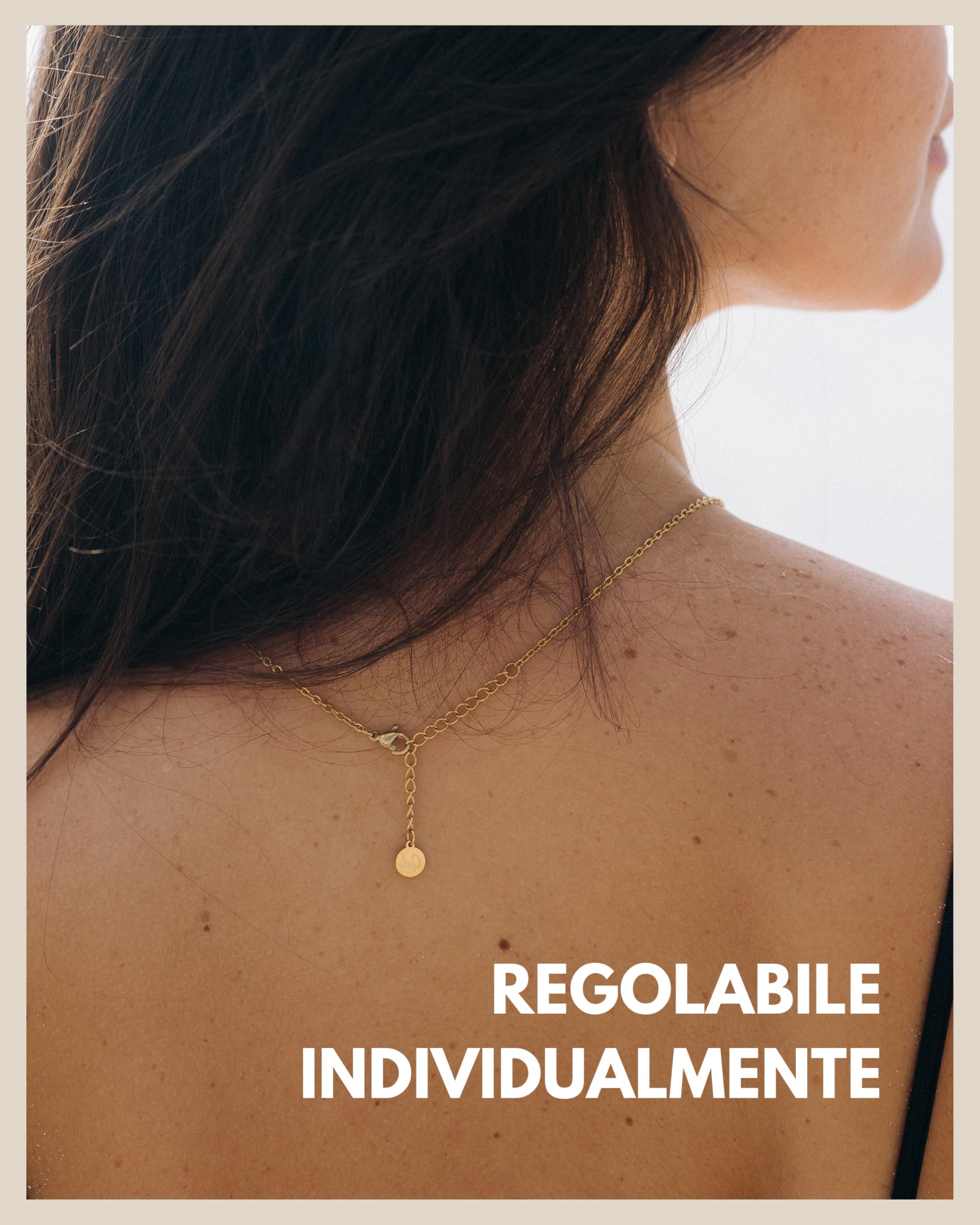 GD GOOD.designs Catena con piastrine da donna - impermeabile | Collana 5 monete in oro 18 carati - argento o oro rosa | Gioielli Boho in acciaio inossidabile