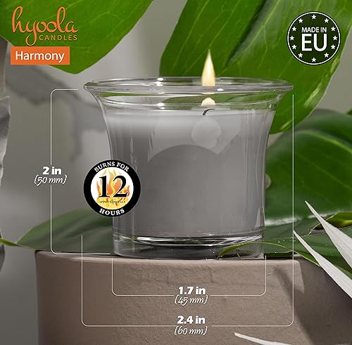 Miniatura 3 de HYOOLA Velas votivas perfumadas de taza transparente, Harmony, 12 horas de tiempo de combustión, paquete de 4, hechas en Europa