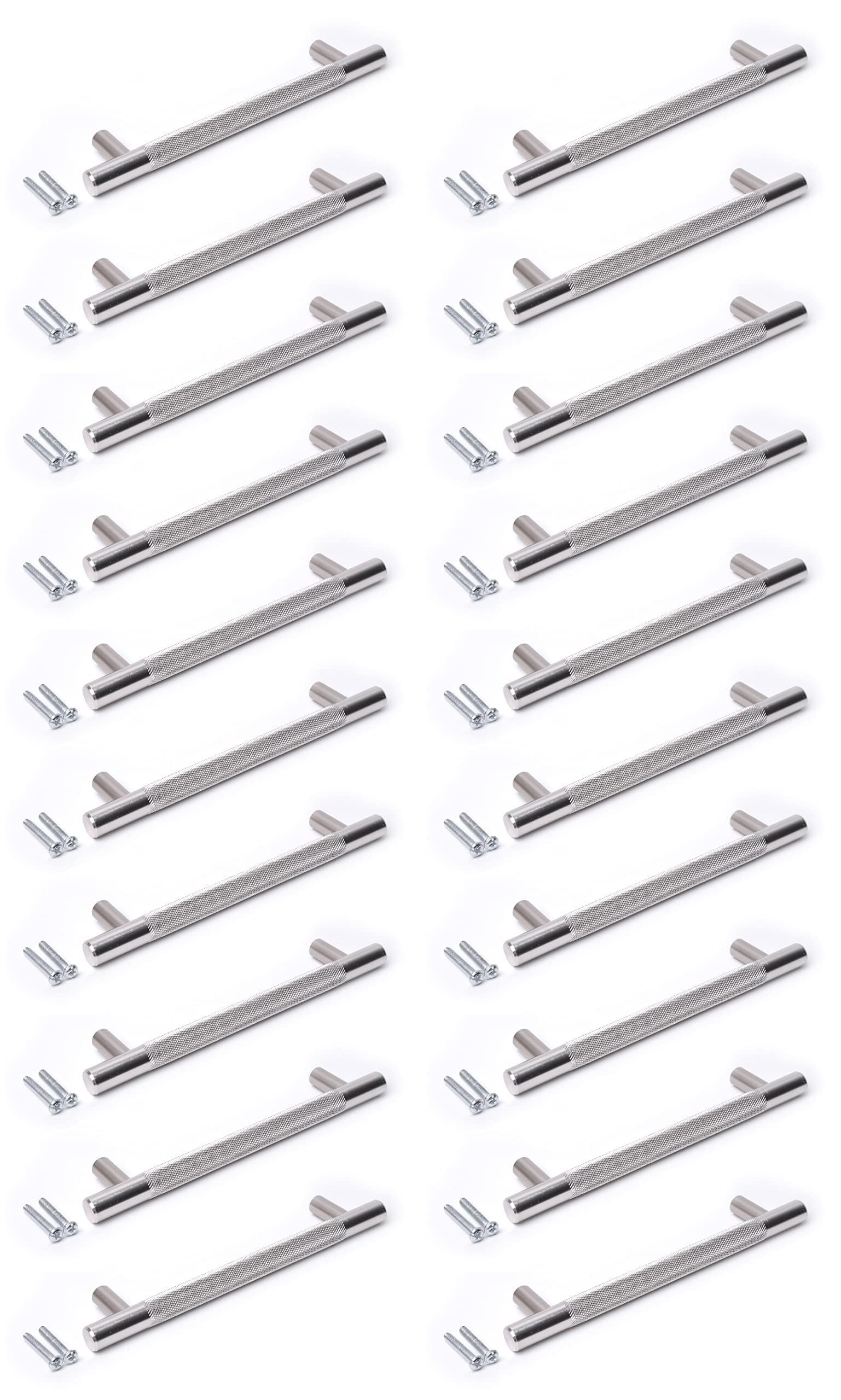 Poignée de porte moletée en T au design chrome argent élégant