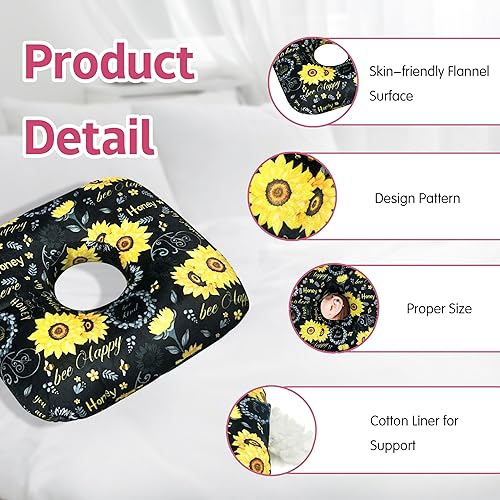 Miniatura 3 de Almohada perforadora de oreja para dormir de lado, almohadas con agujeros para dolor de oído, almohada de dona para dormir del lado de la oreja para