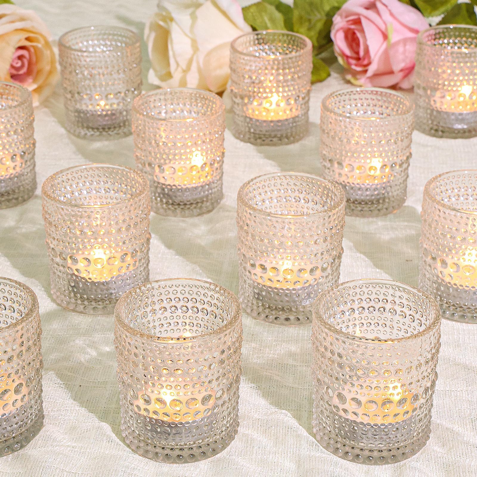 Votive Candle Holders 12 Pack for Wedding Candles, Tealight