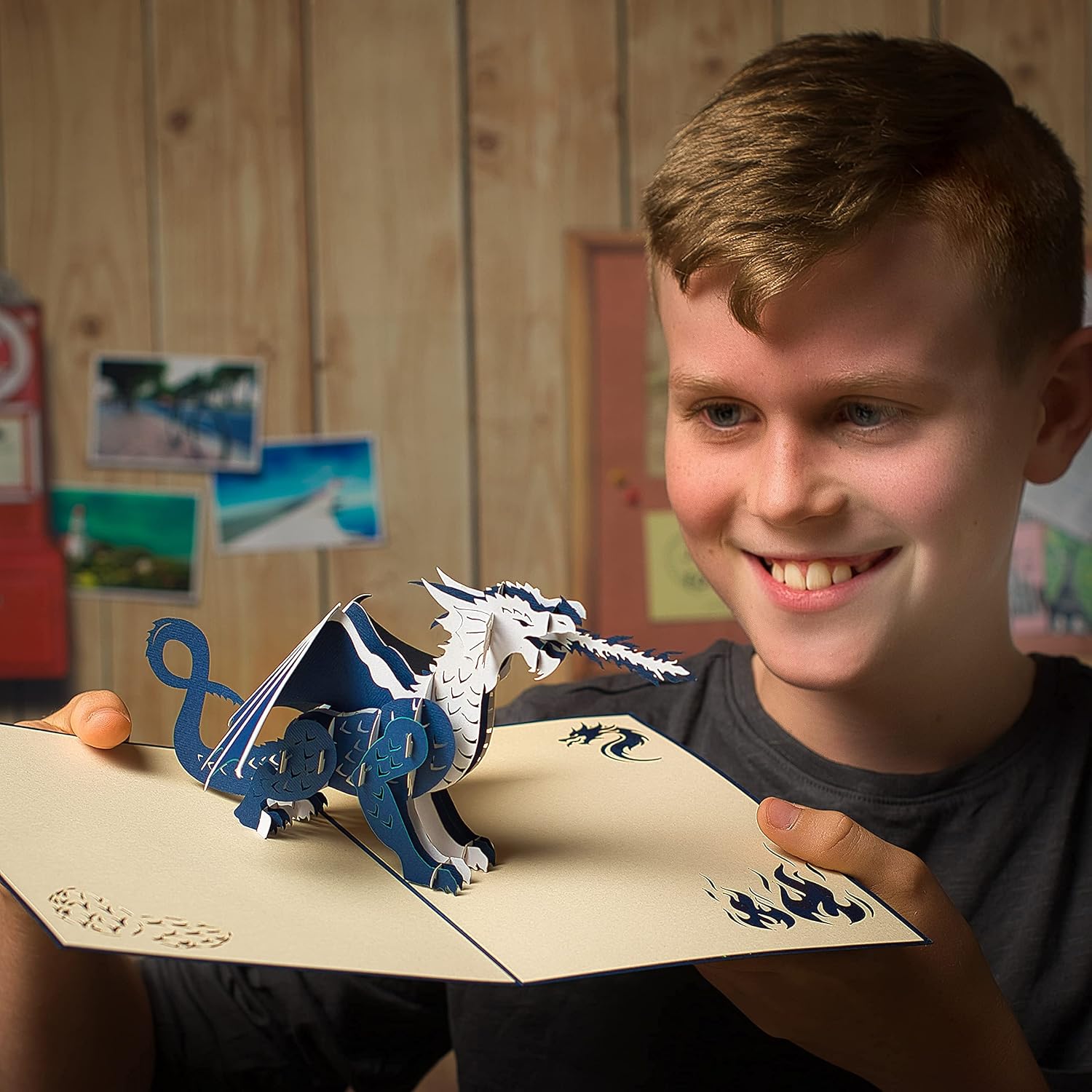 Dragon Pop Up Card by DEVINE Popup Cards, Blue, 15 cm x 20 cm - Image 4