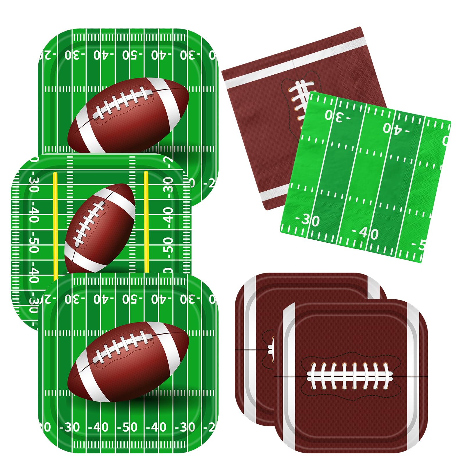 Juweked 100Pcs Football Party Supplies Football Plates and Napkins Sets Serve 25, Football Party Decorations Football Birthday Party Decorations Game