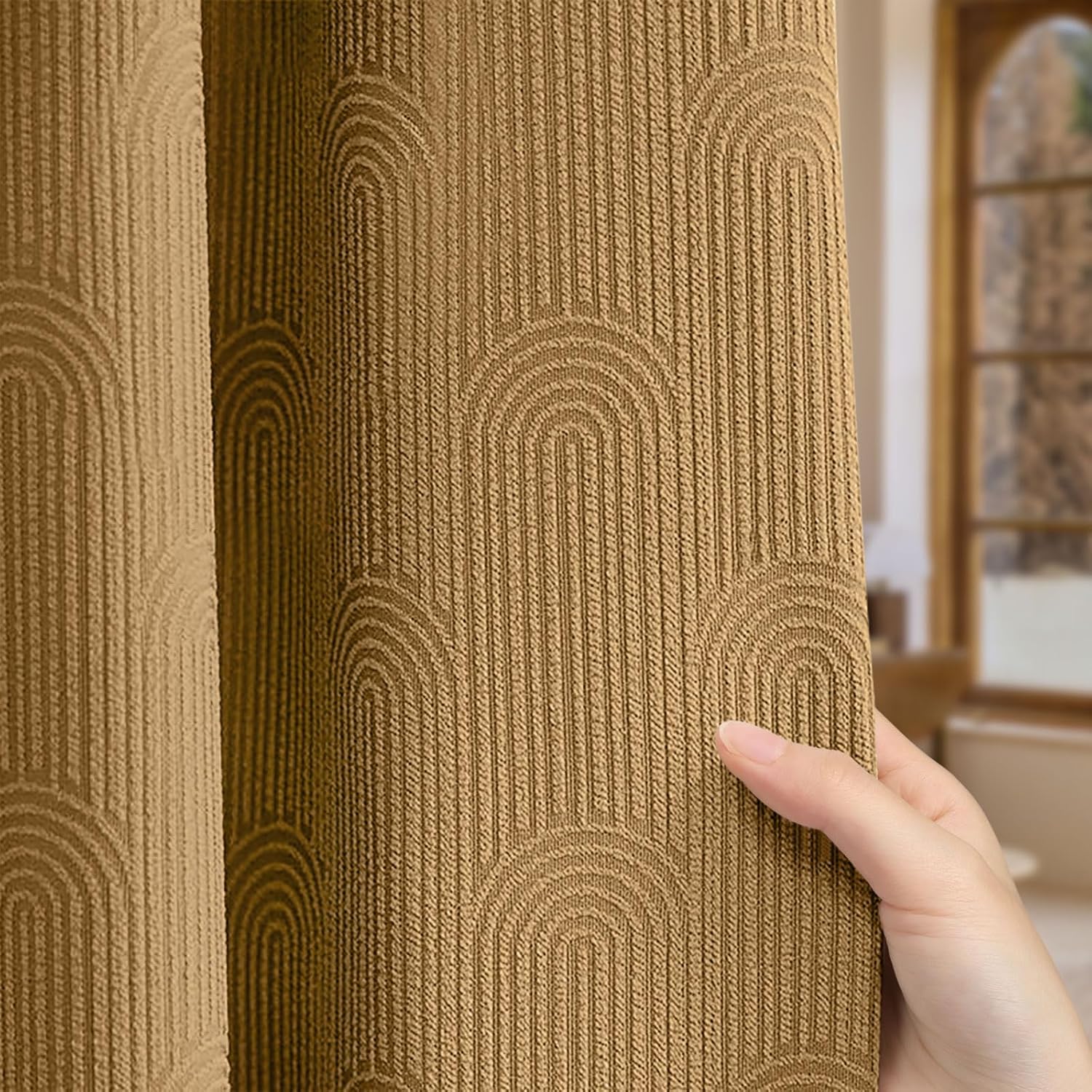 Brown Boho Shower Curtain,Mid Century Neutral Terracotta Mustard Fall Shower Curtain 72" W X 78" L