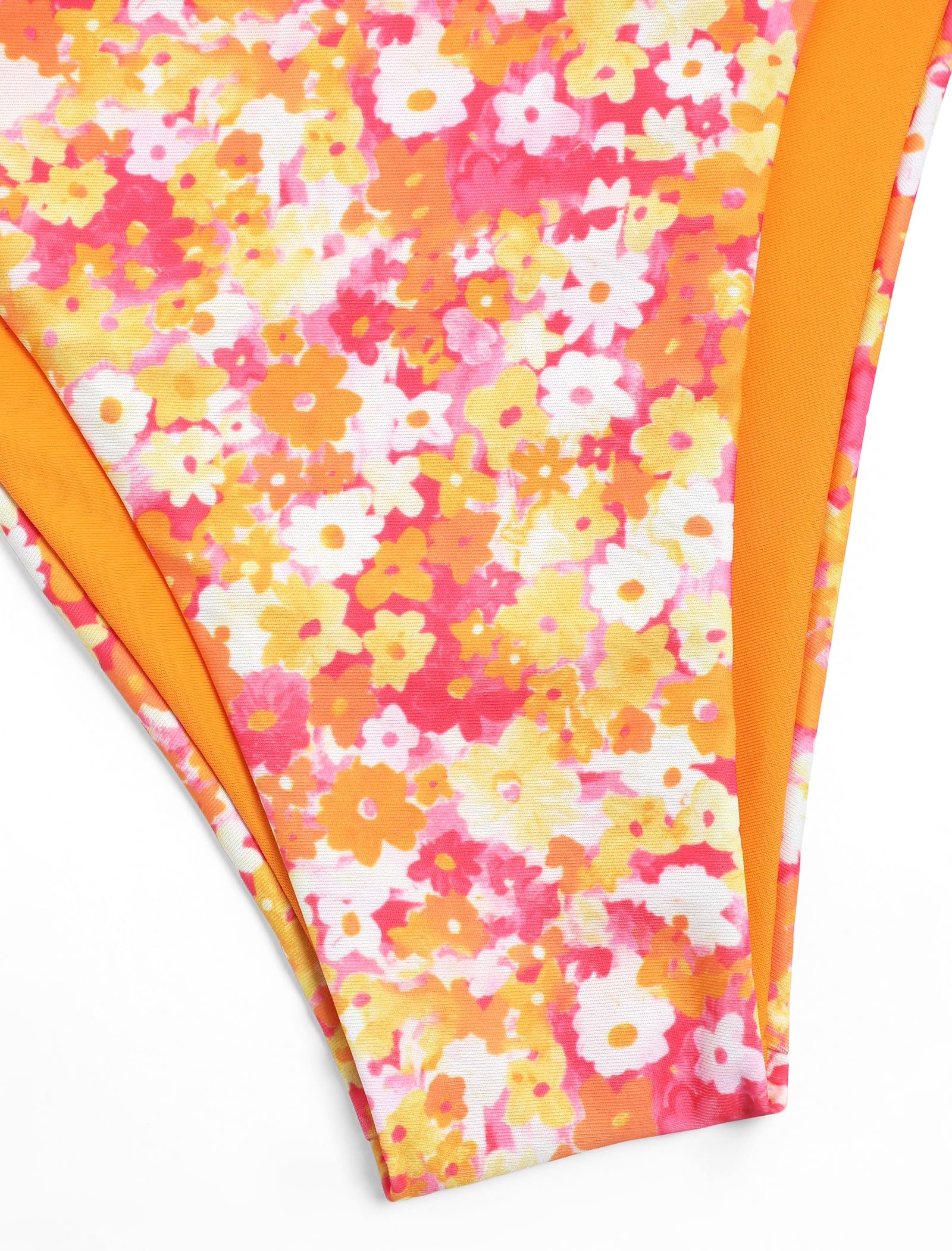 ZAFUL Women's Triangle Bikini Floral String Bikini Set Two Piece Swimsuit Bathing Suits: 2-orange Flower Large